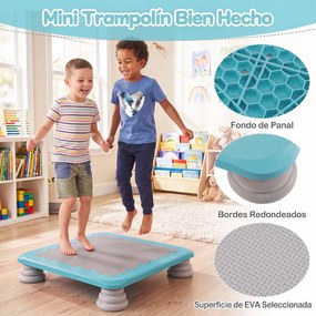 Mini-Trampolim Infantil, 65 x 65 x 13 cm, Superfície Antiderrapante, Azul