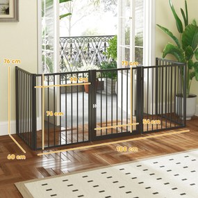 Parque para cães, parque para animais, 5 painéis 76 cm altura, vedação portátil dobrável, segura, preta