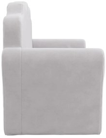 Sofá-cama infantil de 2 lugares pelúcia macia cinzento-claro