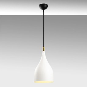 Candeeiro Suspenso Saglam – Branco/Preto – Diâmetro 25 cm, Altura 137