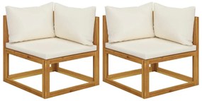 Sofás de canto seccionais 2 pcs com almofadões branco nata
