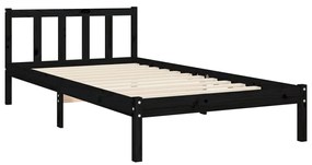 Estrutura de cama com cabeceira 90x190 cm madeira maciça preto