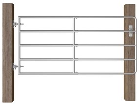 vidaXL Portão para campo 5 barras aço (95-170)x90 cm prateado