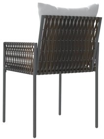 Cadeiras jardim c/ almofadões 4pcs 54x61x83 cm vime PE castanho