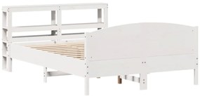 Cama sem colchão 140x190 cm madeira de pinho maciça branco