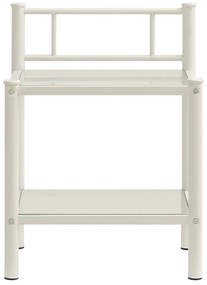 Mesas de cabeceira 2 pcs metal branco e vidro transparente