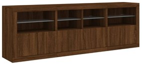 Aparador com luzes LED 202x37x67 cm carvalho castanho