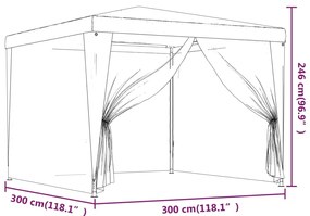 Tenda p/ festas c/ 4 paredes laterais em rede 3x3 m PEAD verde