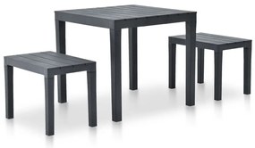 Mesa de jardim com 2 bancos plástico antracite
