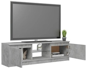 Móvel de TV com luzes LED 120x30x35,5 cm cinzento cimento