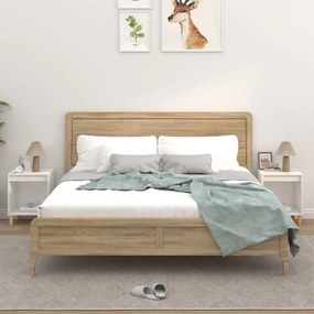 vidaXL Mesas de cabeceira 2 pcs 40x35x50 cm branco brilhante