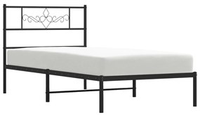 Estrutura de cama com cabeceira 80x200 cm metal preto