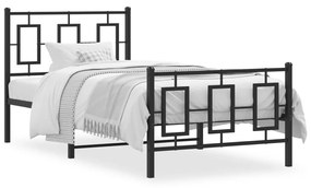 vidaXL Estrutura de cama com cabeceira e pés 90x200 cm metal preto