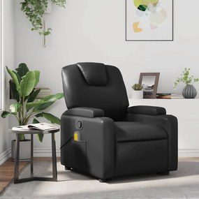 Poltrona de massagens reclinável couro artificial preto