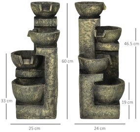 Fonte de Jardim 5W Fonte de Água em Cascata de 4 Níveis com Bomba de Á