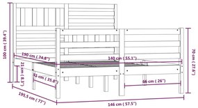 Estrutura de cama 140x190 cm madeira maciça branco