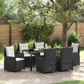 Conjunto de Jantar de Jardim vidaXL 7 Peças Rattan Poly Preto