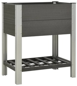 vidaXL Canteiro elevado jardim c/ prateleira 75x50x90 cm WPC cinzento