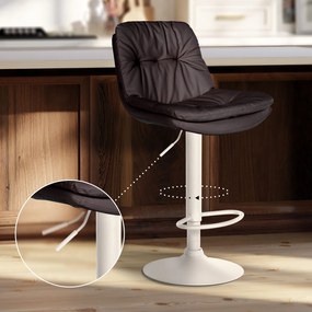Banco de bar em couro sintético com estrutura branca 92-113 x 46 x 54 cm castanho