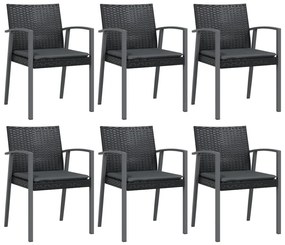 7 pcs conjunto de jantar p/ jardim c/ almofadões vime PE e aço
