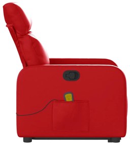Poltrona massagens reclinável elevatória couro artif. vermelho