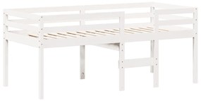 Cama alta com telhado 80x200 cm pinho maciço branco