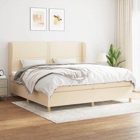 vidaXL Cama com molas/colchão 200x200 cm tecido cor creme