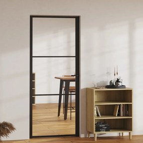 151199 vidaXL Porta de interior em vidro ESG e alumínio 83x201,5 cm preto