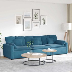 vidaXL Sofá modular com almofadas azul
