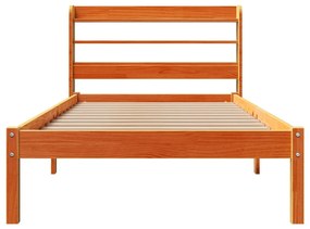 Estrutura cama c/ cabeceira 90x190 cm pinho maciço castanho-mel