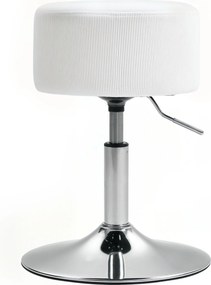 Banco de toucadou ou cozinha  Ajustável em Altura 52-66 cm Estofado em Veludo Giratória a 360° Branco