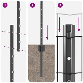 Cerca Euro com 22 Postes Cinza 1x25 m Aço