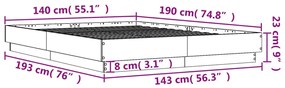 Estrutura de cama 140x190 cm derivados de madeira cinza cimento