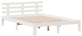 Cama com estante sem colchão 140x190 cm pinho maciço branco