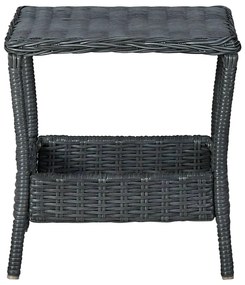3 pcs conj. lounge jardim c/ almofadões vime PE cinzento-escuro