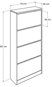 Sapateira "Elegance" com 4 Divisórias - 73 x 157 x 26 cm - Branco - De