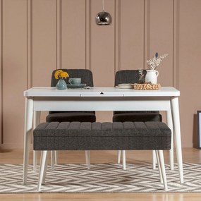 **** Conjunto de Mesa de Jantar Extensível e Cadeiras Vina – Branco e