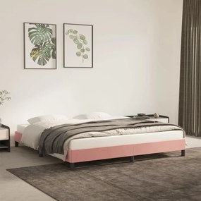 Estrutura de cama 180x200 cm veludo rosa