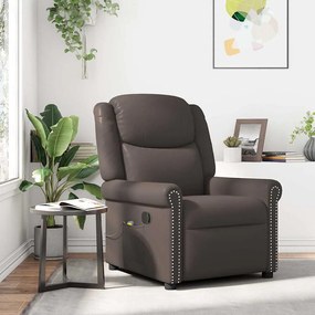 vidaXL Poltrona massagens couro artificial castanho brilhante