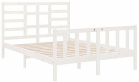 Estrutura de cama 140x190 cm madeira maciça branco