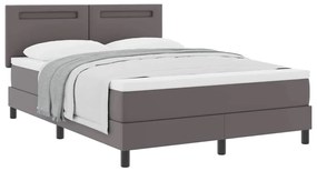 Cama Box com Colchão em Cinza - 140x200 cm, Couro Sintético