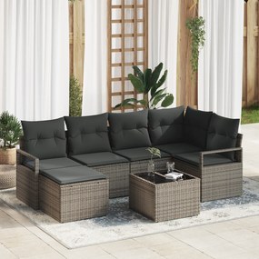 Conjunto de Sofás de Jardim vidaXL 6 Peças com Almofadas Vime Preto