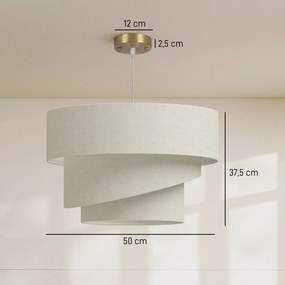Candeeiro Suspenso com 3 Abajures, 50 x 50 x 37,5 cm, Altura Regulável, Bege