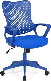 Cadeira de escritório ergonómica com braços, almofada acolchoada e encosto respirável, modelo «Borboleta», para estudar e trabalhar, azul
