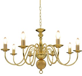 Lustre de 8 lâmpadas E14 dourado