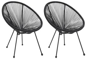 Cadeiras lua para jardim 2 pcs vime preto