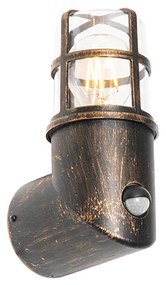 Candeeiro de parede exterior ouro antigo IP54 com sensor de movimento - Kiki Moderno
