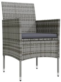 7 pcs conjunto de jantar p/ jardim c/ almofadões cinza e preto