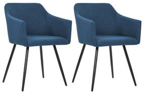 vidaXL Cadeiras de jantar 2 pcs tecido azul