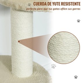 PawHut Árvore para gatos com Caverna de Pelúcia Postes de juta Platafo